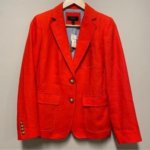 J Crew Rhodes Linen Blazer Womens Size 6 Single Breasted Striped Lining